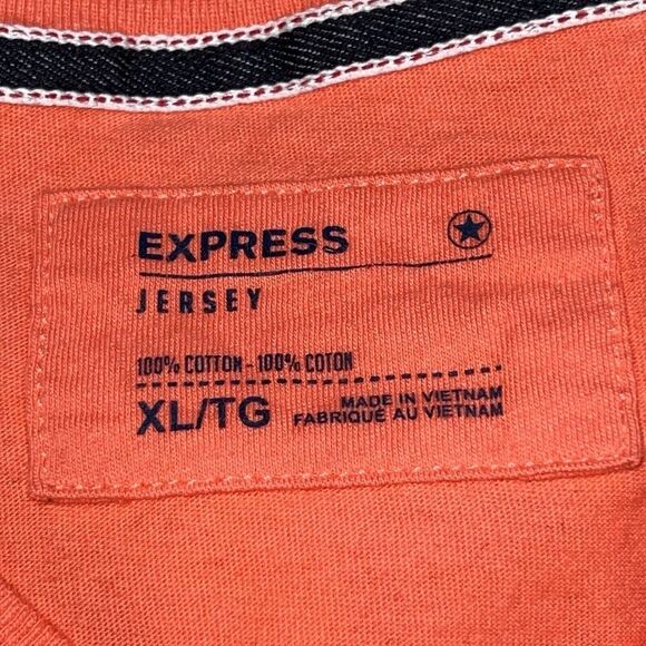 Bundle Of 2 Express Jersey Men's V Neck T-shirt Cotton Size XL Orange Blue Y2K - Picture 4 of 8